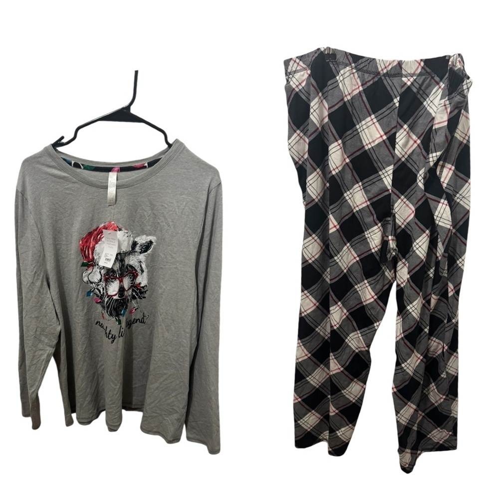 Cacique Plaid Raccoon Christmas Pajama Set Size 14/16 18/20